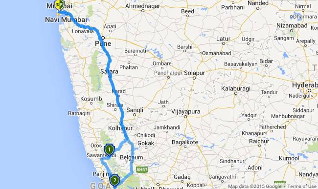 Best Road Trips from Mumbai: Mumbai Amboli Goa map