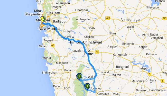 Best Road Trips from Mumbai: Mahabaleshwar Kaas-Plateau map